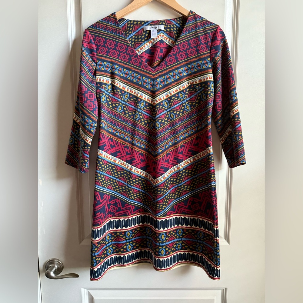 Wisp Multicolor Geometric Pattern Dress Women’s Size 4
